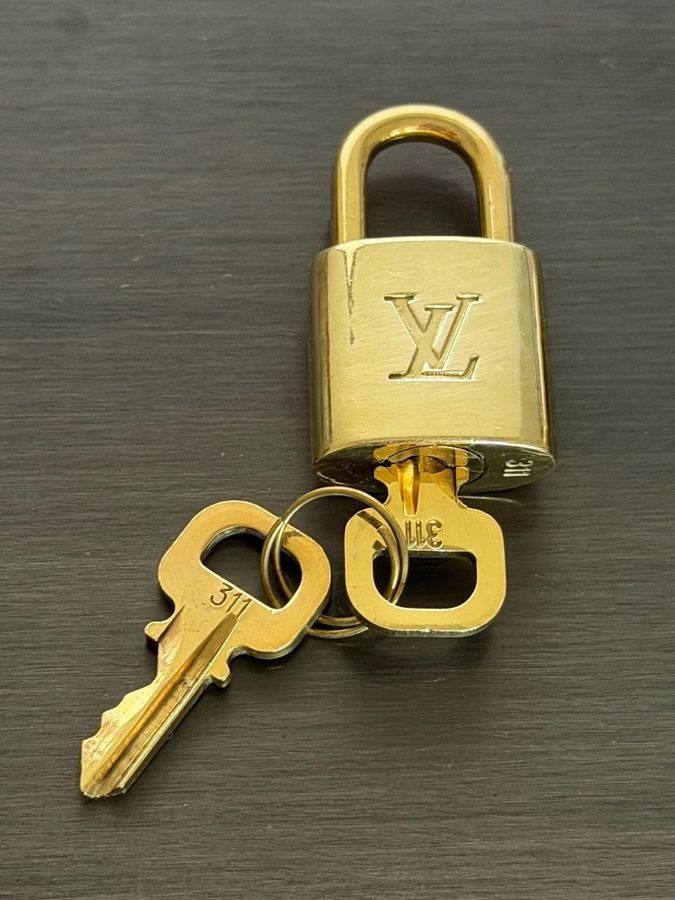 Louis Vuitton Solid Brass Handbag Padlock & Two Keys Lot #318 / #324